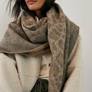 Anthropologie Clara Cozy Oversized Animal Print Brown Scarf Wrap